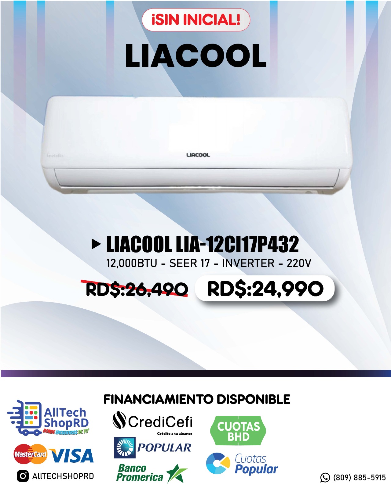 Aire Acondicionado Liacool 12,000 BTU – Modelo Lia-12CI17P432